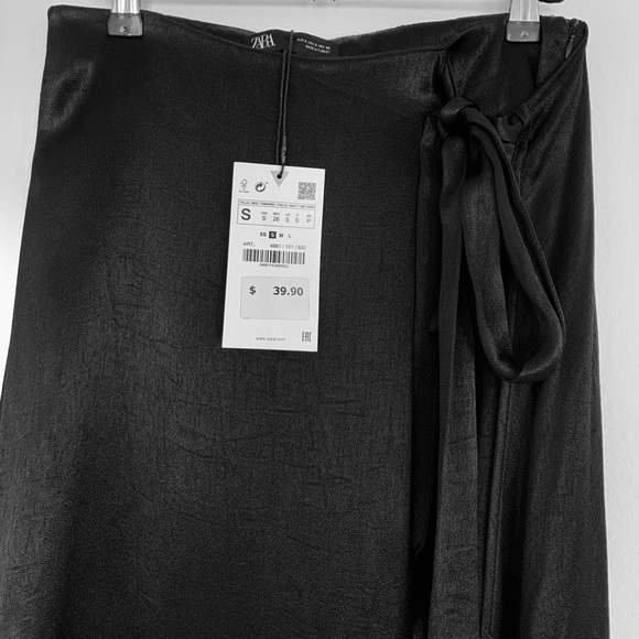 Zara Fringed Black Pareo Skirt NWT - Picture 8 of 9